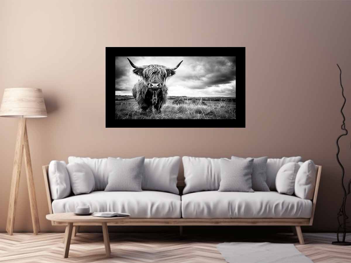 Stormy The Highland Cow Canvas Painting