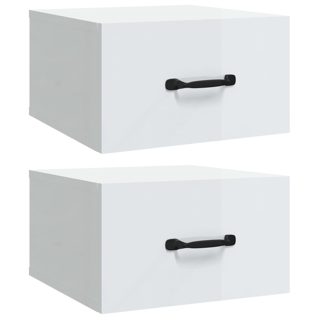 NNEVL Wall-mounted Bedside Cabinets 2 pcs High Gloss White 35x35x20 cm